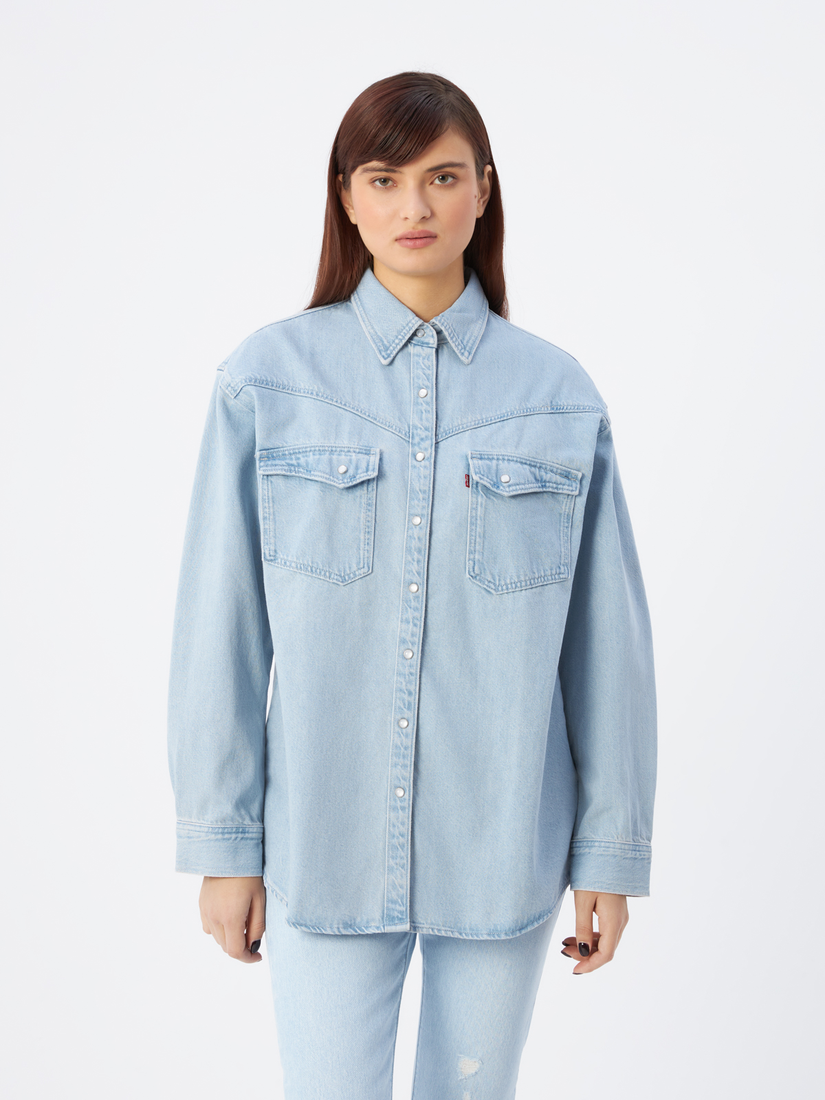 Рубашка женская Levi's A3364-0001, голубая, размер M