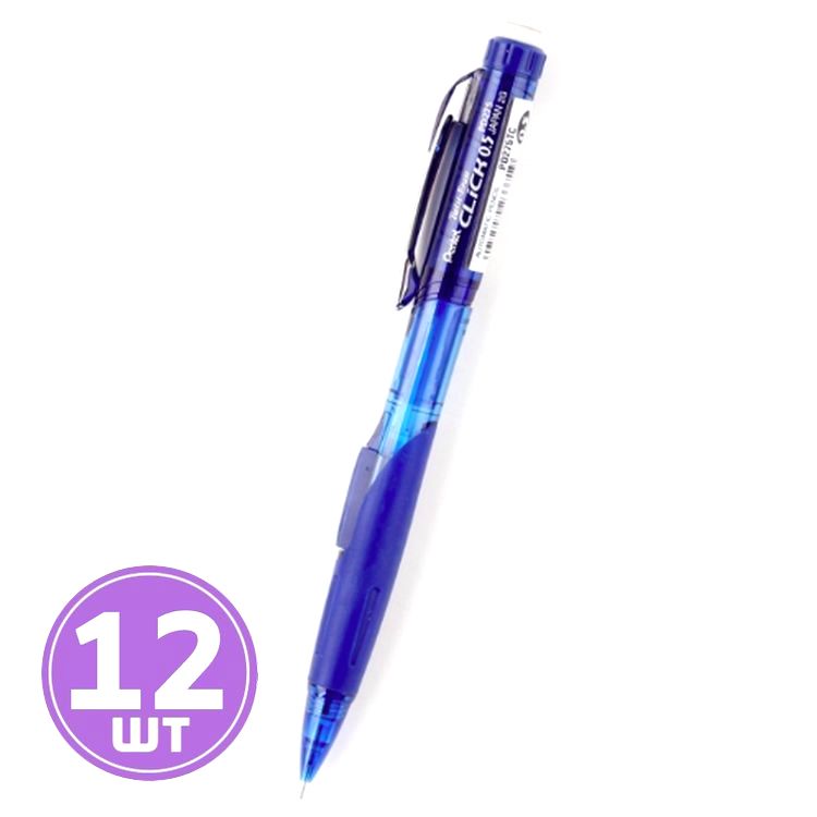 

Карандаш автоматический Pentel CLICK -Twist-Erase 0,5 мм, синий корпус, 12 шт.