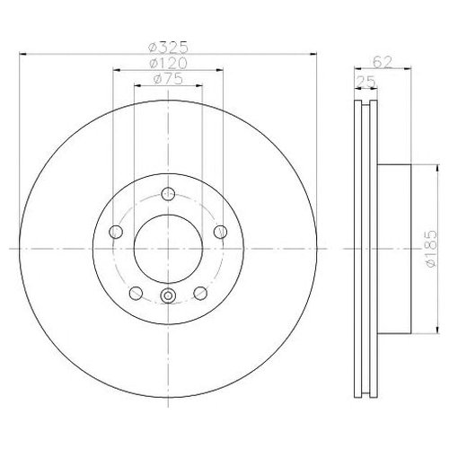 

Тормозной диск передний Hella 8DD355112231 для BMW X3 E83