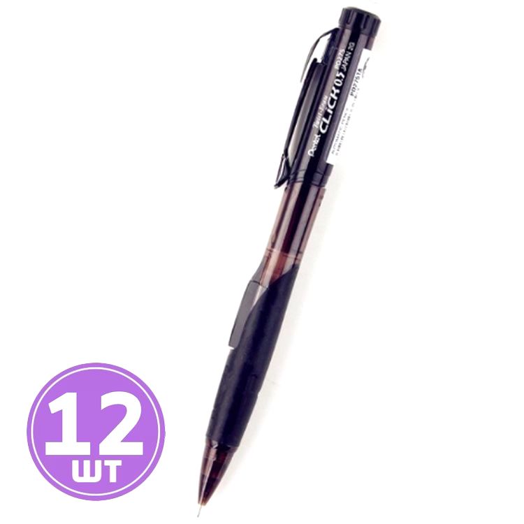 

Карандаш автоматический Pentel CLICK -Twist-Erase 0,5 мм, черный корпус, 12 шт.