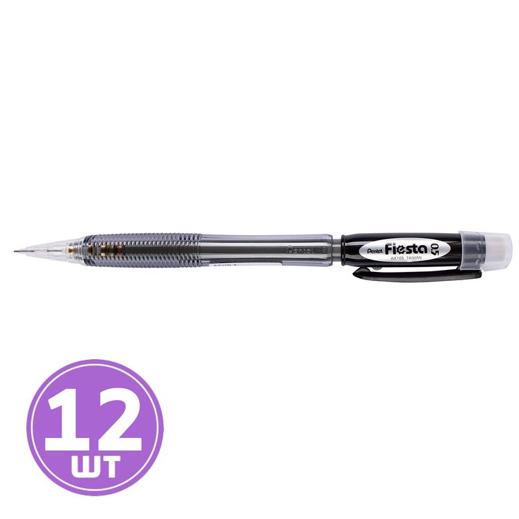 

Карандаш автоматический Pentel Fiesta 0,5 мм, черный корпус, 12 шт.