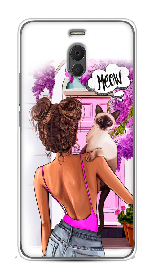 

Чехол Awog на Meizu M6 Note "Девушка с кошкой", Фиолетовый;розовый;коричневый, 72150-7