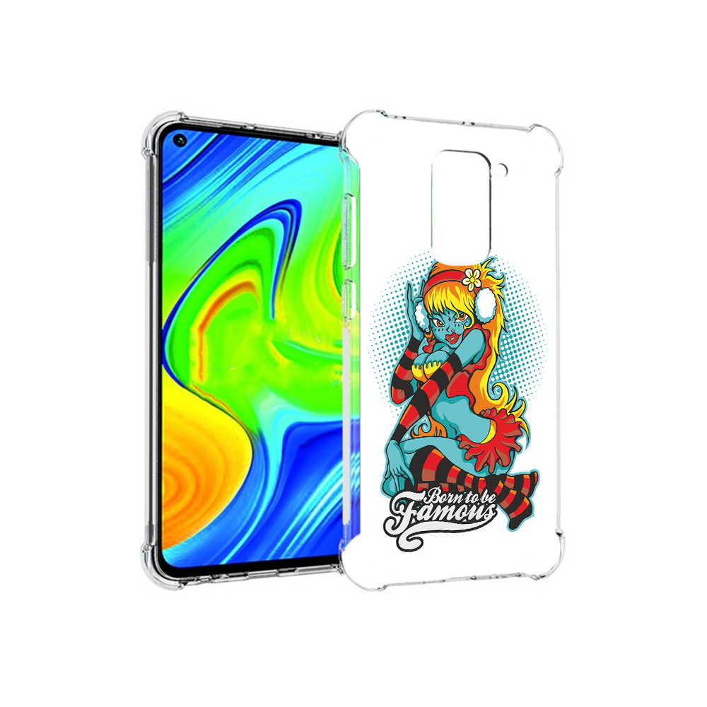 Чехол MyPads Tocco для Xiaomi Redmi Note 9 нарисованная девушка в наушниках