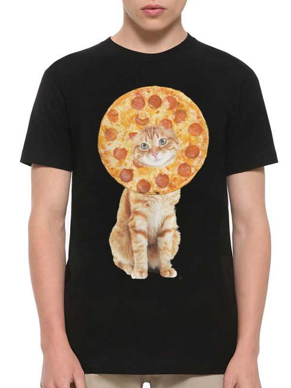 

Футболка мужская DreamShirts Studio Котик и Пицца / с котом / черная S, Черный, Котик и Пицца / с котом /