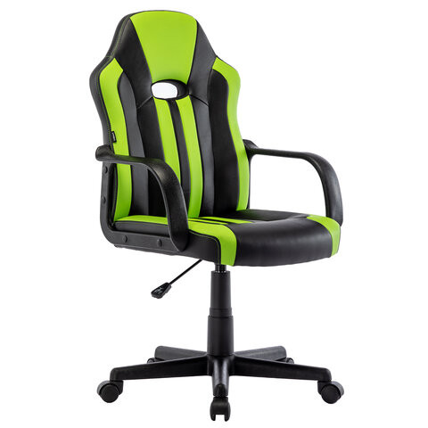 

Кресло компьютерное BRABIX "Stripe GM-202", экокожа, черное/зеленое, 532511, Черный;зеленый