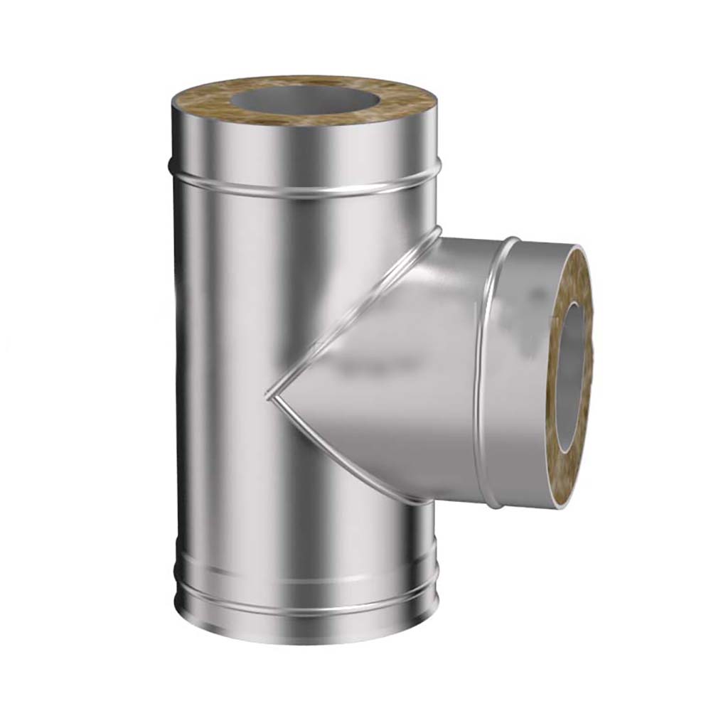 

Тройник для дымохода сэндвич 90 Flue Line d210х150 мм оцинкованная+ 0,5+0,5 мм (конденсат), Серый