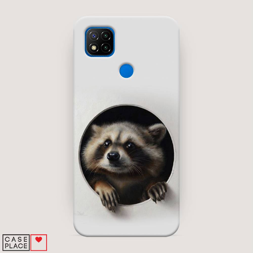 

Пластиковый чехол "Любопытный енот" на Xiaomi Redmi 9C, 39020-1