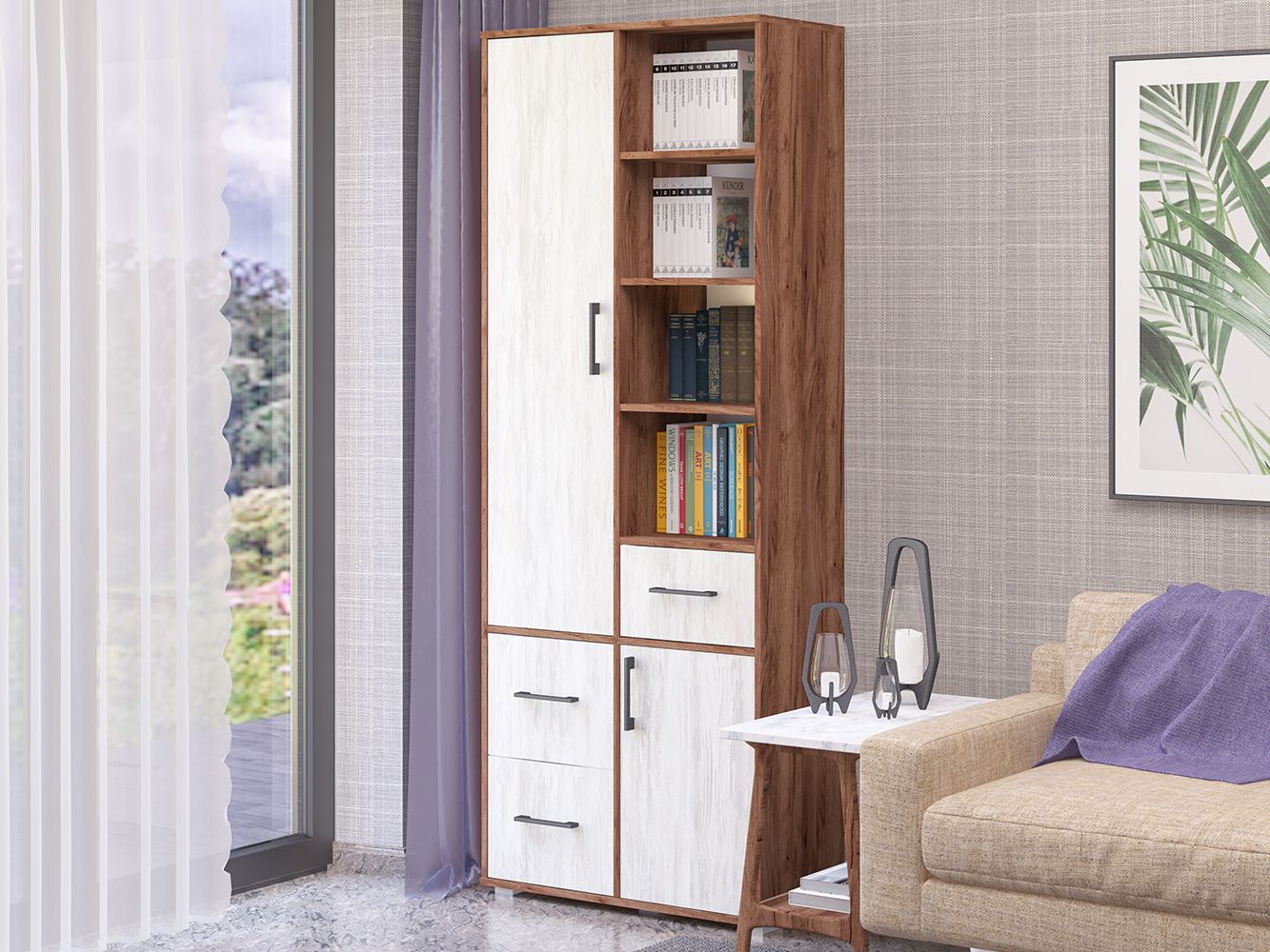 

Шкаф Пирамида ТОПАЗ распашной двухдверный таб, Бежевый;коричневый, Шкаф распашной_Топаз-в/м_Пирамида