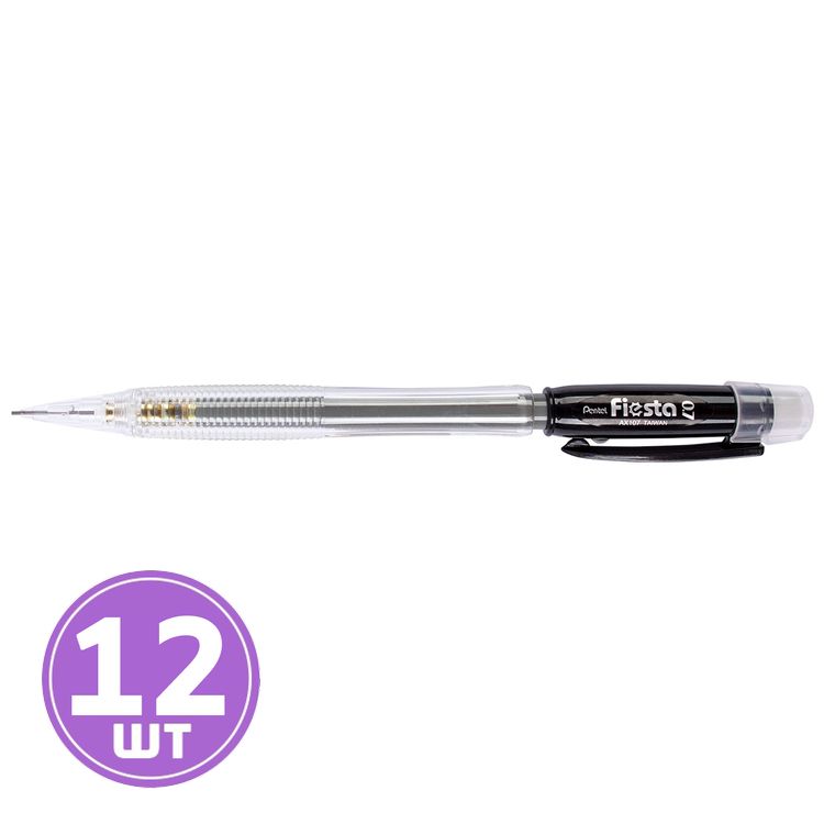 

Карандаш автоматический Pentel Fiesta 0,7 мм, черный корпус, 12 шт.
