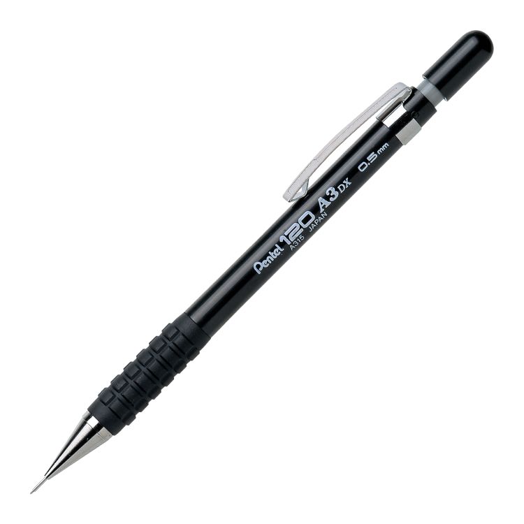 

Карандаш автоматический Pentel Pentel120 A3 0,5 мм, черный корпус, НВ
