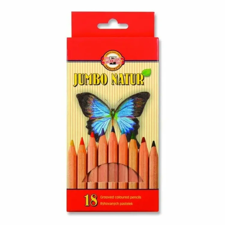 

Карандаши цветные KOH-I-NOOR jumbo NATUR, 18 цв., Разноцветные