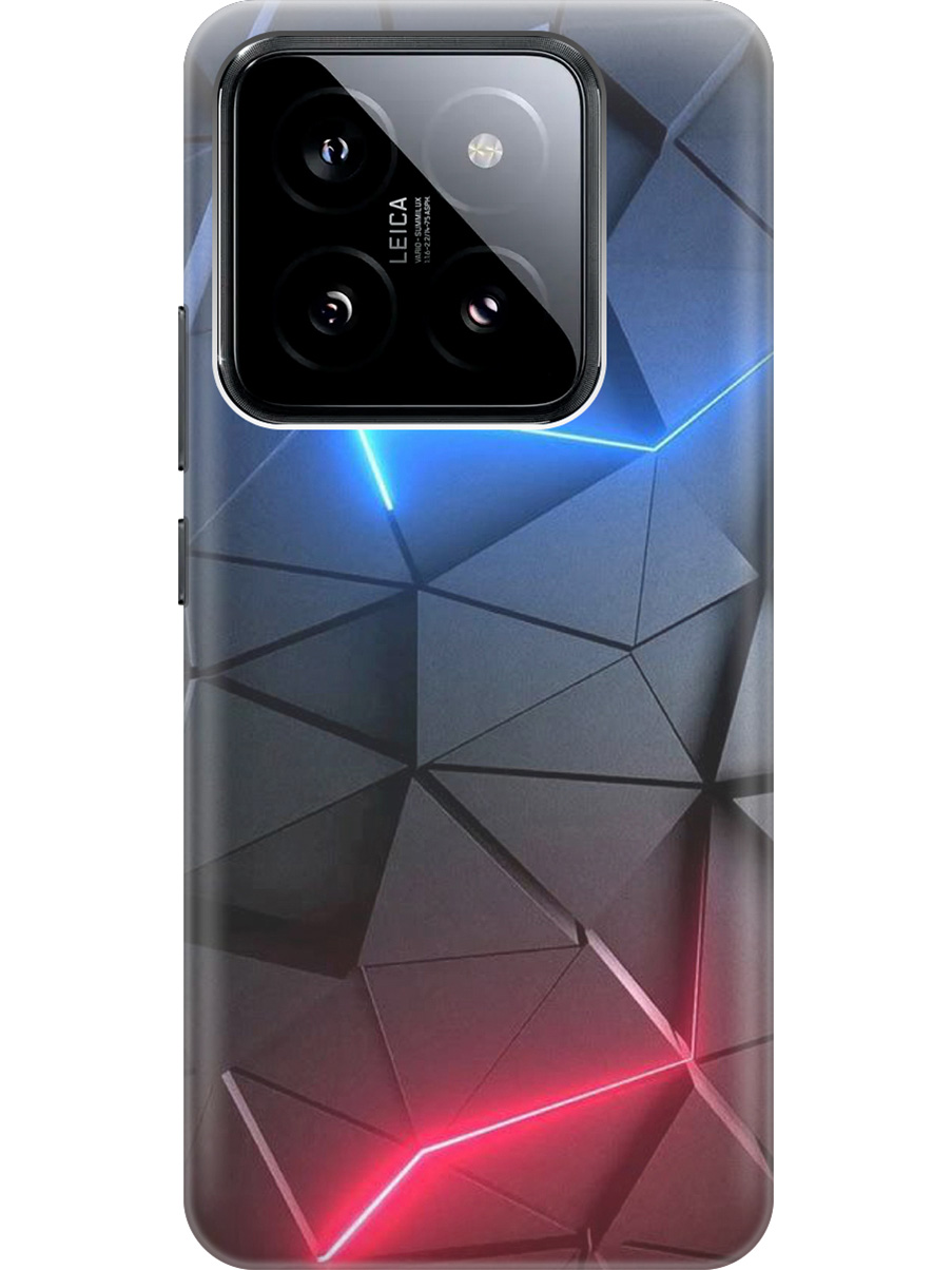 

Силиконовый чехол на Xiaomi 14 Pro с рисунком "Графитовые грани", Серый;синий, 20012089