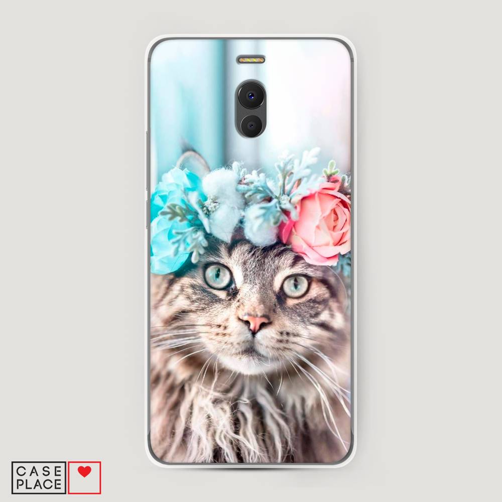 

Чехол Awog на Meizu M6 Note "Кот в венке", Серый;голубой;розовый, 72150-2