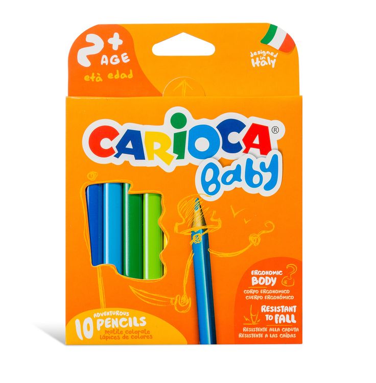 

Карандаши цветные Carioca утолщенные пластиковые Baby 10 цв., Разноцветные