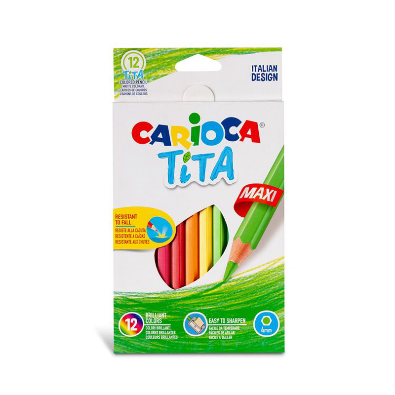

Карандаши цветные Carioca утолщенные пластиковые Tita Maxi 12 цв., Разноцветные
