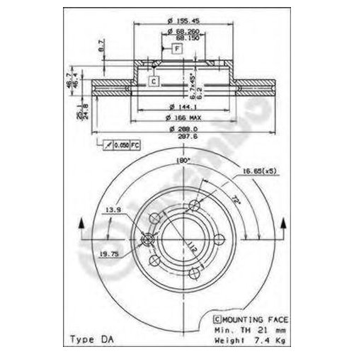 фото Тормозной диск передний brembo 09693411 для ford galaxy; seat alhambra; vw sharan