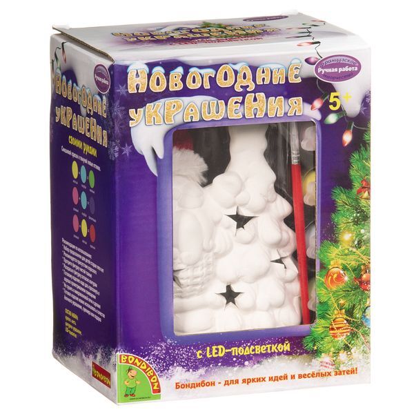 

Набор для творчества BondibonНовогодние украшения сувенир Дед Мороз с подсветкой LED