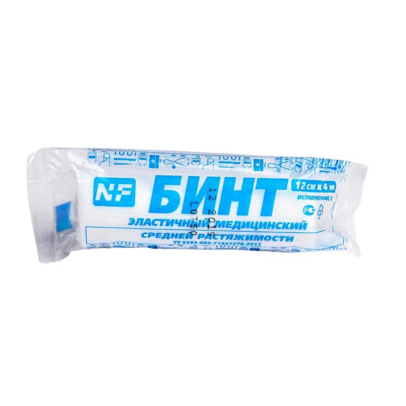

Бинт эластичный 12cм х 4м, Ньюфарм, 20 шт. ШК35239, Белый