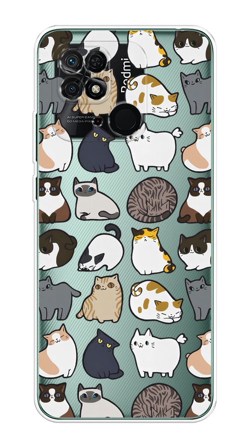 

Чехол Homey на Xiaomi Redmi 10C "Милые котики", Прозрачный;белый;серый, 313450-1