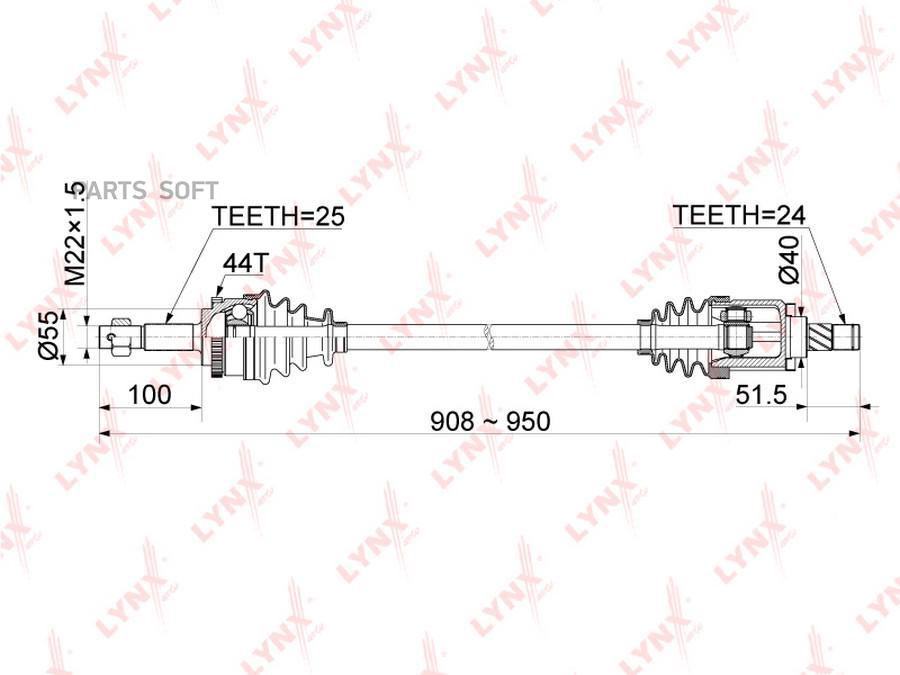 

LYNXAUTO CD-1098A Привод в сборе прав.NISSAN Almera(N16) 1.5 02-06 1шт