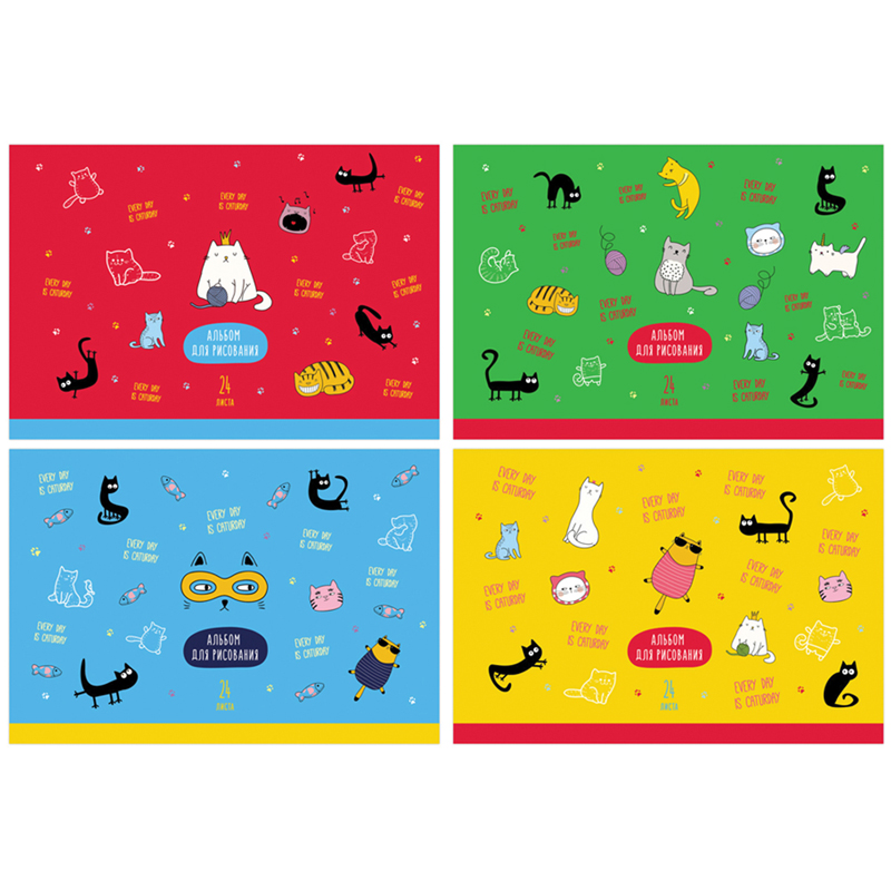 

Альбом для рисования 24л., А4, на скрепке BG "Cats&Cats", (4шт.)
