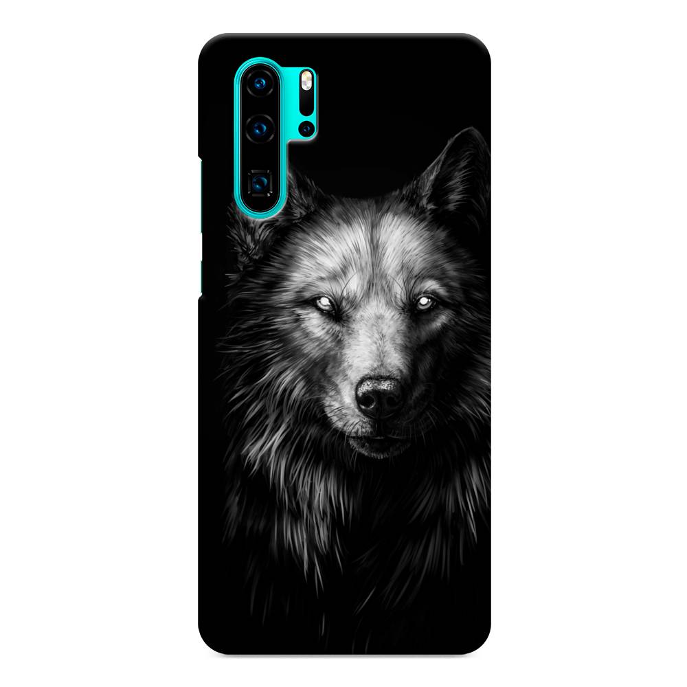 фото Чехол awog "волк черно белый" для huawei p30 pro