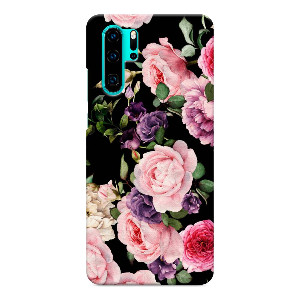 фото Чехол awog "пионы на черном" для huawei p30 pro