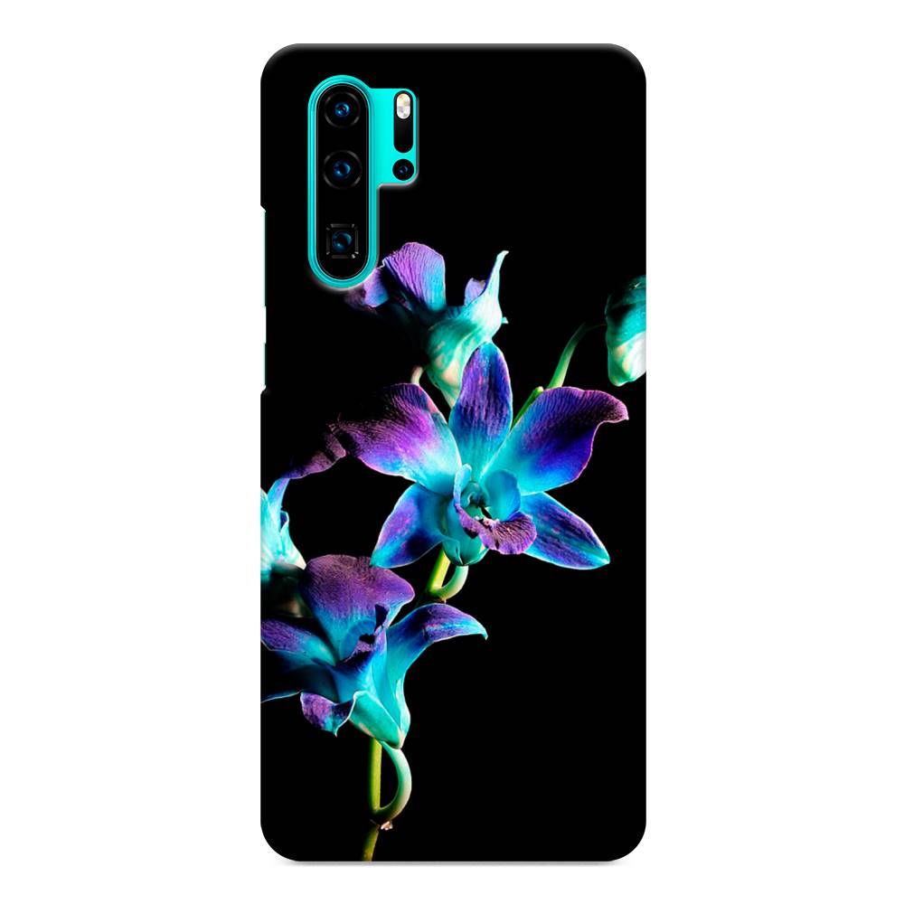 фото Чехол awog "синий цветок на черном" для huawei p30 pro