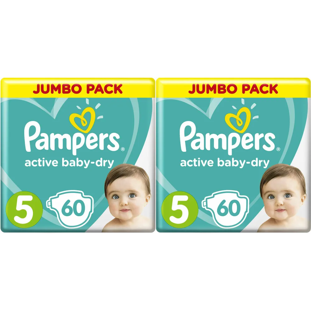 Подгузники Pampers Active Baby-Dry Junior 11-16 кг Джамбо 60+60 120 шт развивающая игрушка неваляшка для малышей слоник джамбо