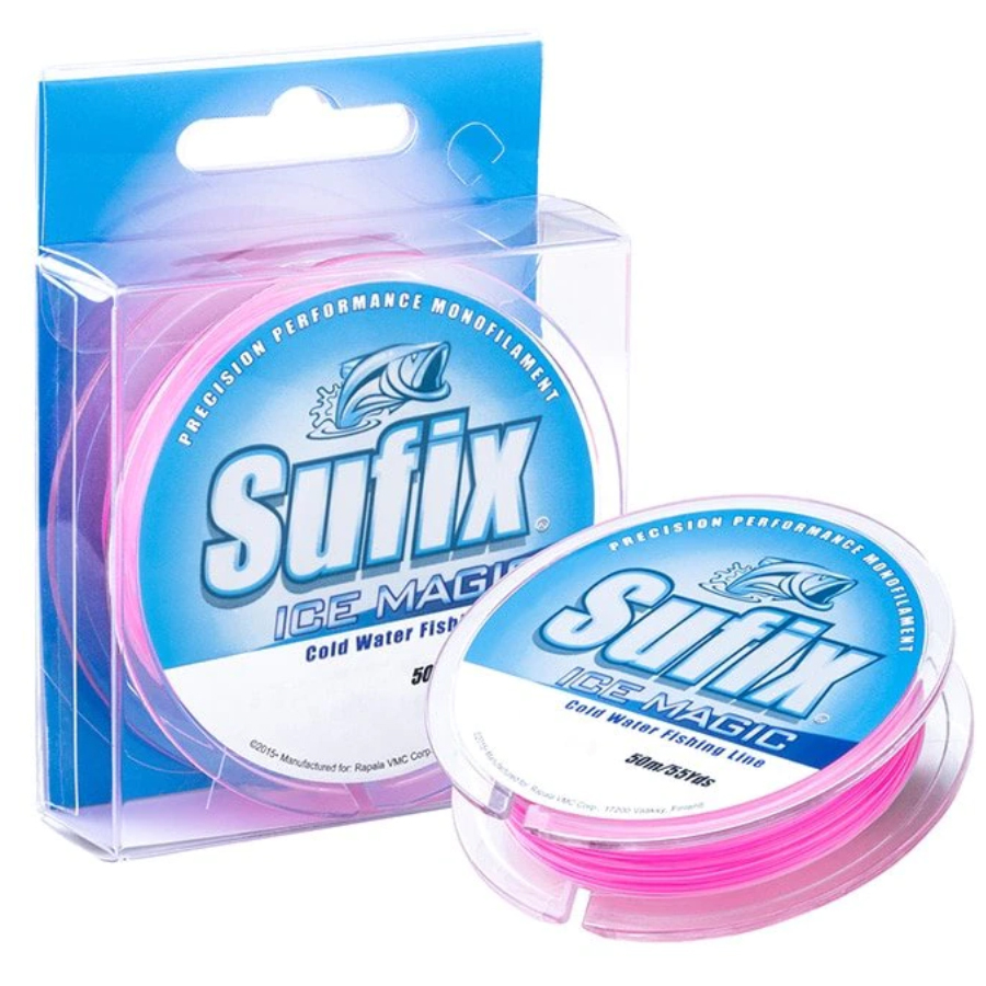 фото Леска монофильная sufix sufix ice magic 0,300 мм, 50 м, 7,7 кг, white/pink