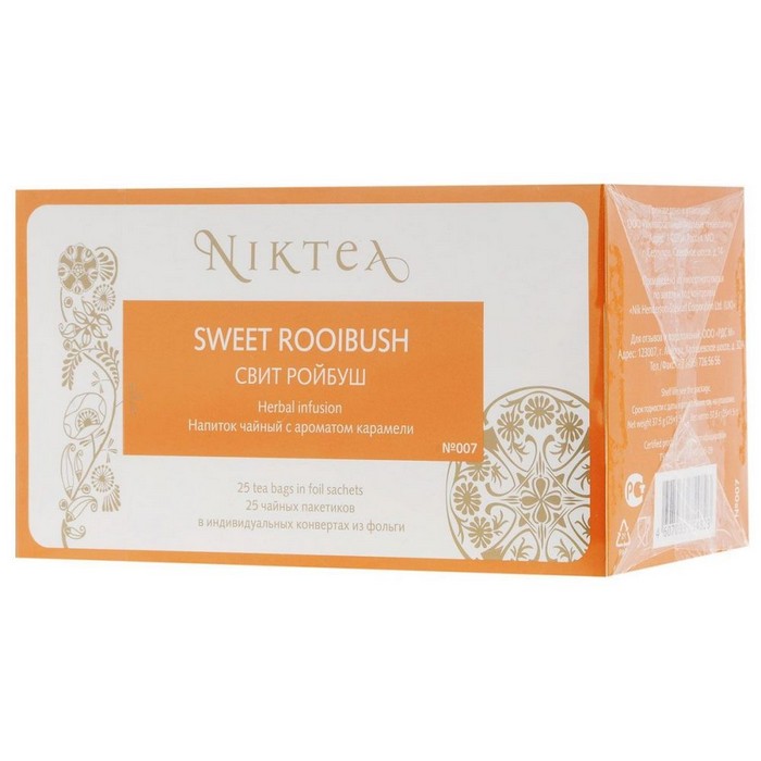 Чай в пакетиках NikTea Sweet Rooibush фруктовый 25х2г.