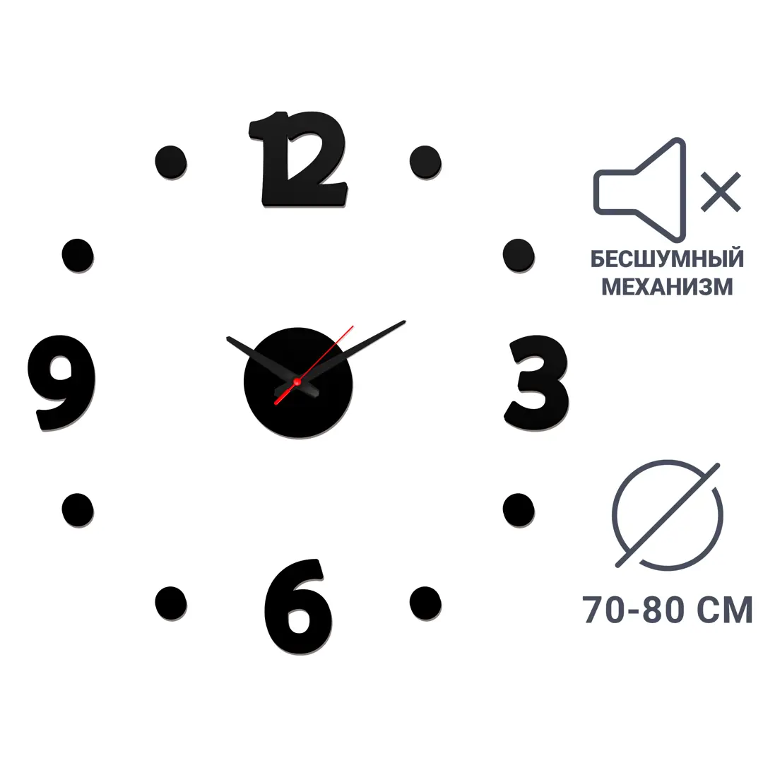 

Часы настенные 70-80D черный