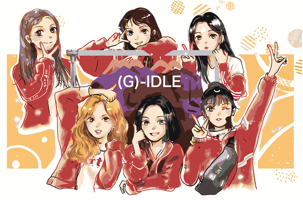 

Картина по номерам Цветное K-POP группа GI-dle Джи Айдл Аниме арт