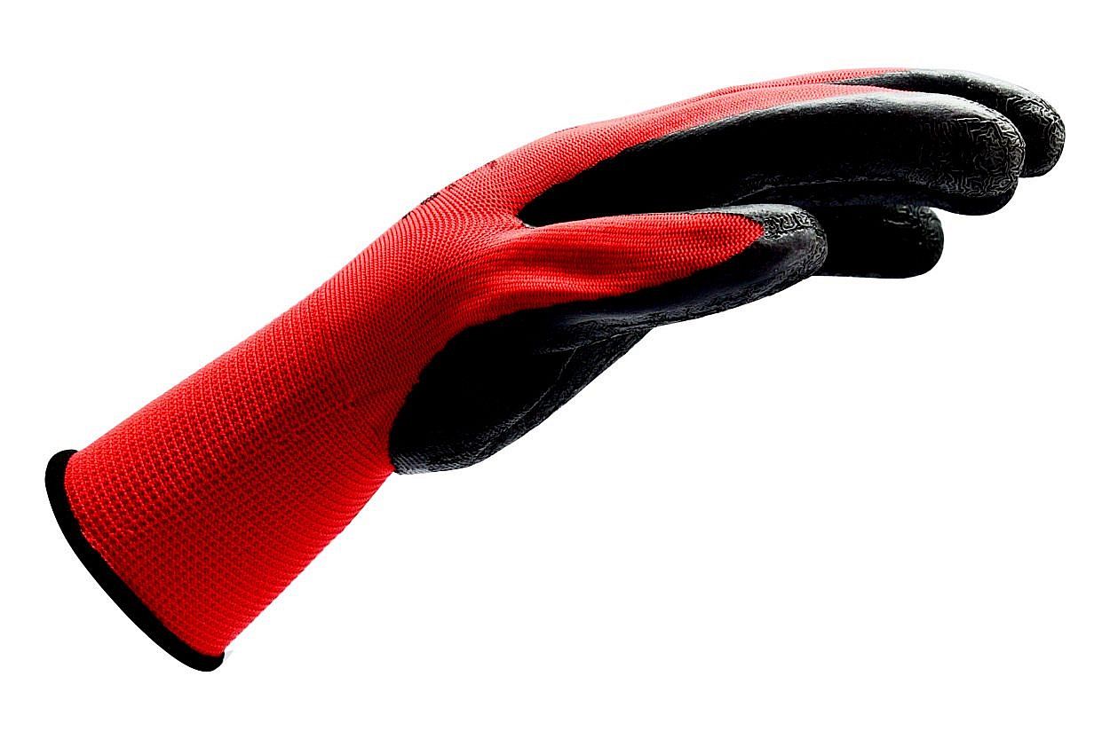Перчатки защитные с плотным покрытием из латекса красно-черные mte RED LATEX Р.10