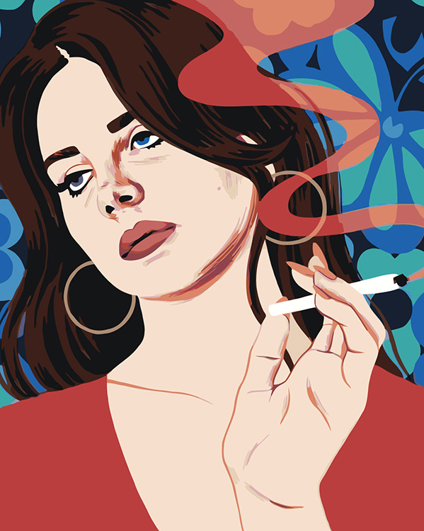 

Картина по номерам Цветное Lana Del Rey Лана Дель Рей Арт с сигаретой