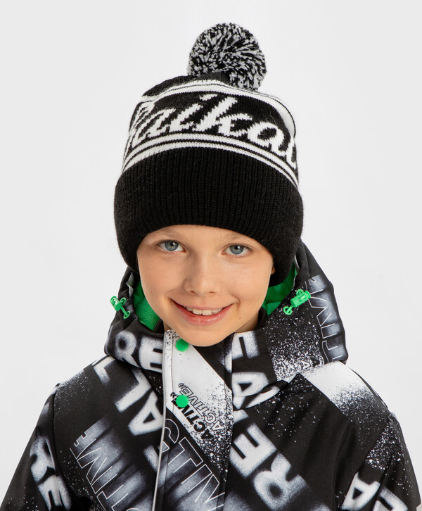 

Шапка бини Байкал с помпоном черная для мальчика Button Blue, 54, 224BBBJA7303, Черный, 224BBBJA7303