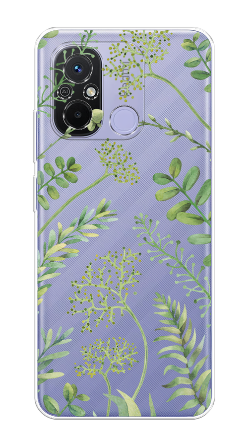 

Чехол Homey на Redmi 12C "Green Leaves", Зеленый;прозрачный, 317550-1