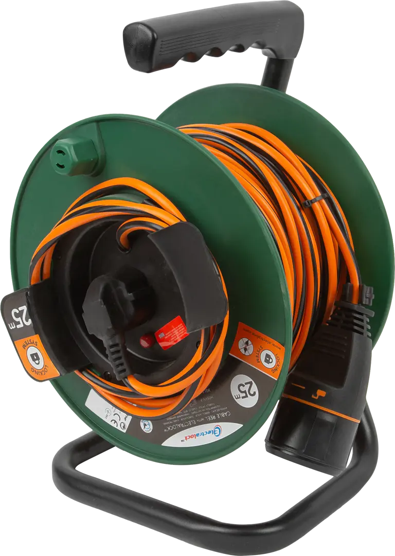 

Удлинитель с заземлением на катушке Electraline Electralock 1 розетка, 25 м