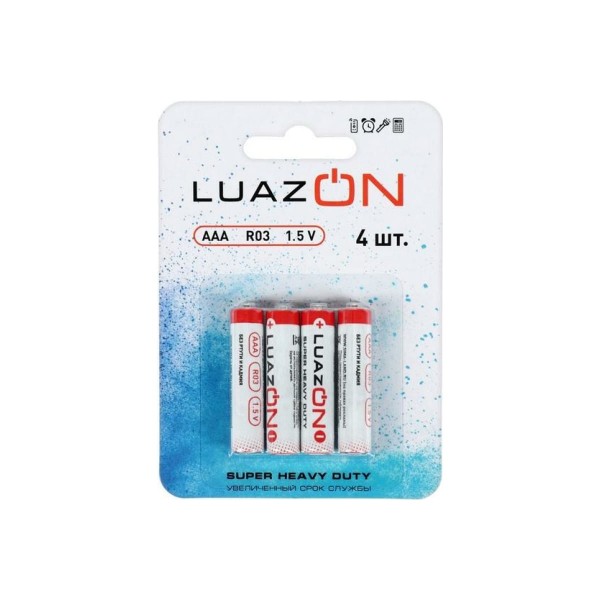 

Батарейка солевая LuazON Heavy Duty, AAA уп.4 шт. (Цв: Разноцветный )