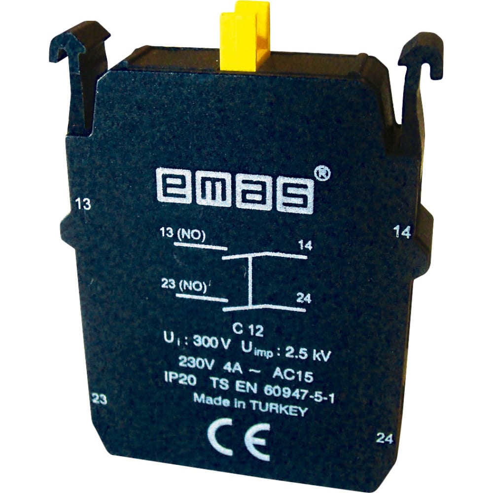 фото Блок-контакт emas старт+стоп, 1но+1нз, серия c, 250в ac, 4а c12