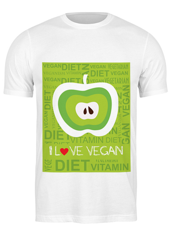 

Футболка мужская Printio I love vegan белая XL, Белый, I love vegan