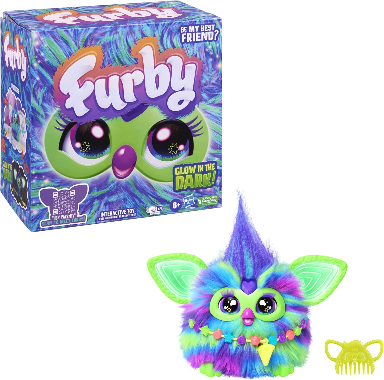 Игрушка интерактивная Furby Coral светится в темноте Glow in The Dark