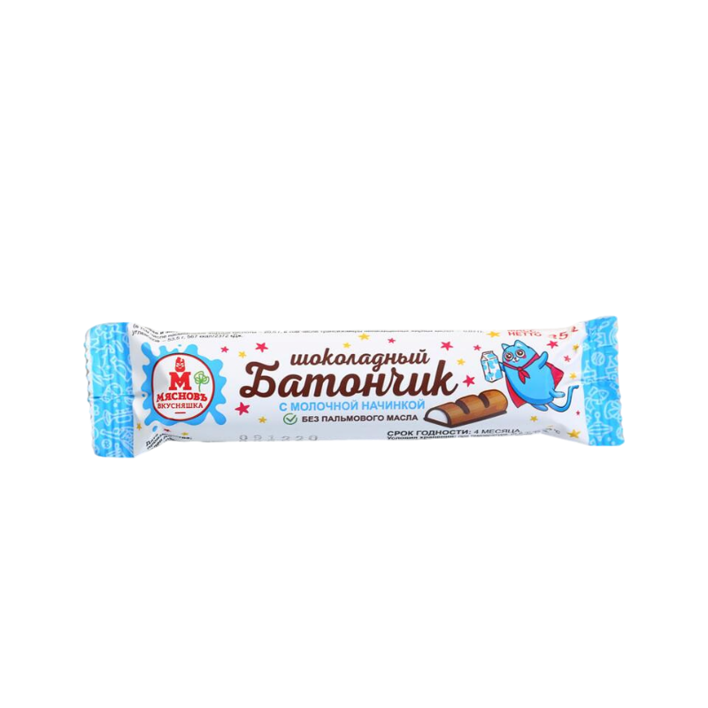 Батончик МясновЪ ВКУСНЯШКА шоколадный с молочной начинкой 35 г