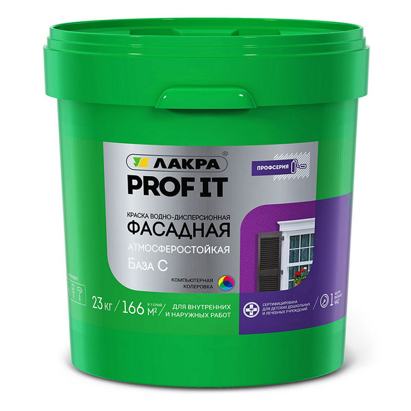 

Краска фасадная Лакра Prof It база С 23кг