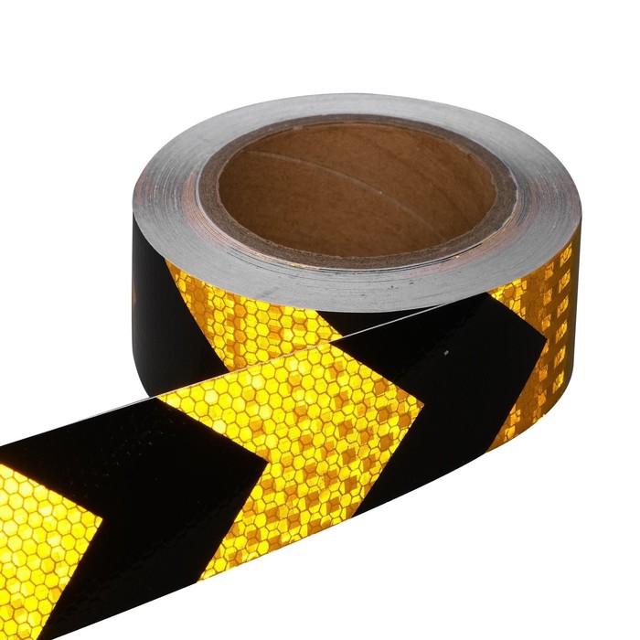 Светоотражающая лента, самоклеящаяся, черно-желтая, 5 см х 15 м светоотражающая лента наклейка 2 5 см 1 ± 0 1 м белый