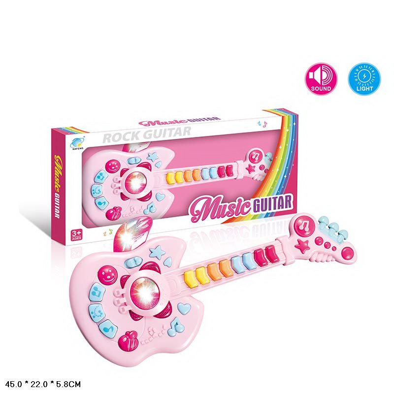 Гитара музыкальная Huile Plastic Toys, на батарейках, свет, музыка, 665Q