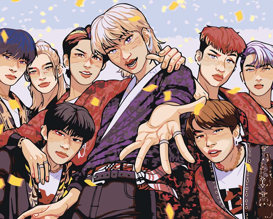 

Картина по номерам Цветное Stray Kids Стрей Кидс KPOP кпоп Аниме