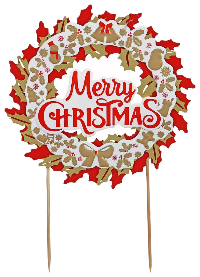 

СНОУ БУМ Декор для праздничного стола, с подсветкой MERRY CHRISTMAS 1, дерево, бумага, Разноцветный