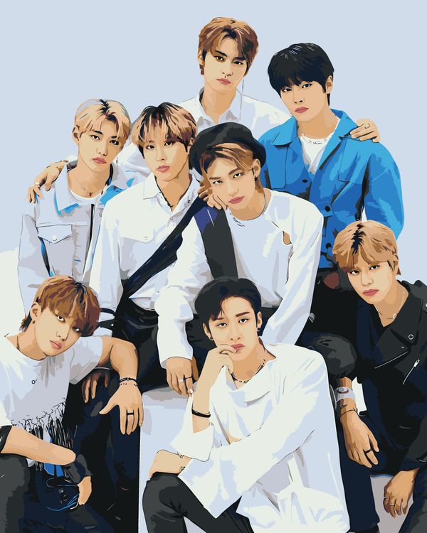 

Картина по номерам Цветное Stray Kids Стрей Кидс Группа