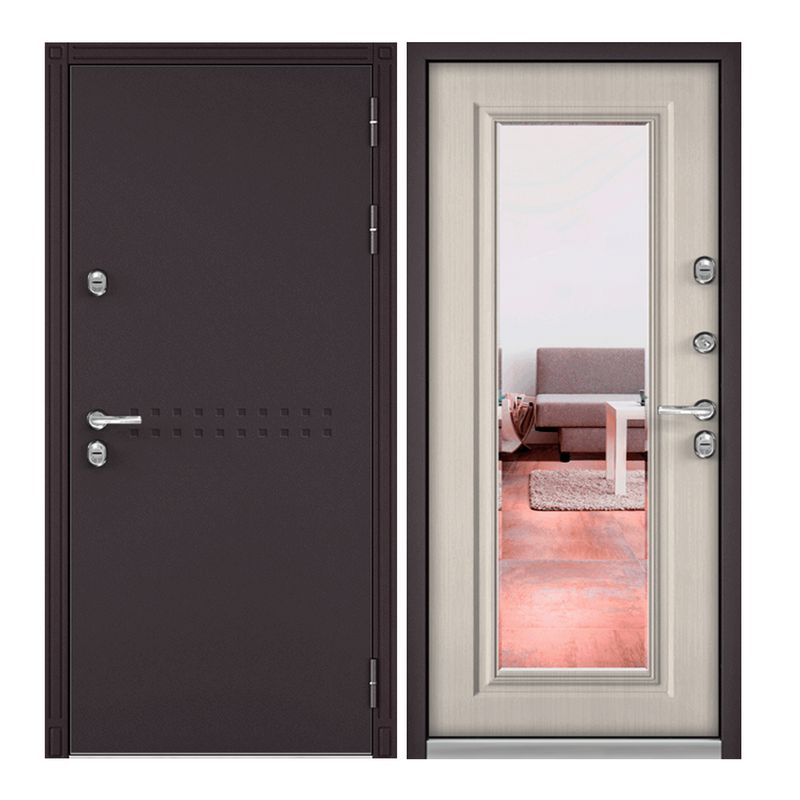 фото Дверь входная для загородного дома torex snegir termo 880х2050, правый, коричневый/бежевый torex стальные двери